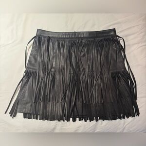 Zadig & Voltaire Black Leather Fringe Skirt